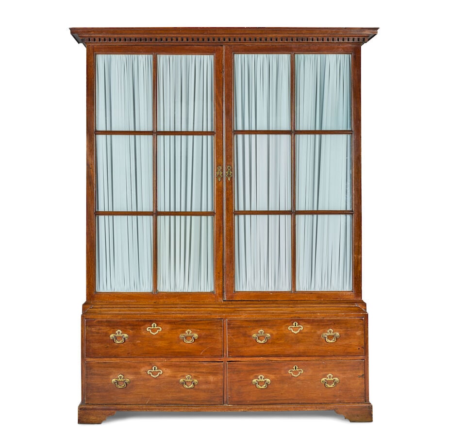 A George II/III mahogany library bookcase Third quarter 18th century, but the upper and lower s... (1 of 2)