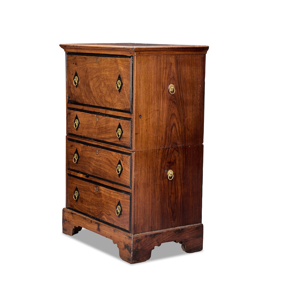 An interesting and rare Anglo-Indian late 18th century ebony inlaid padouk and ebonised campaign... - 3