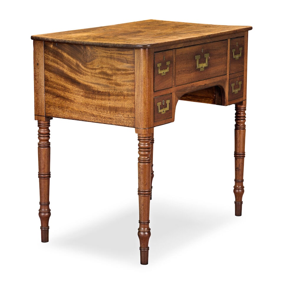 A rare Regency mahogany and ebonised line-inlaid campaign dressing/writing table 1805-1820 - 3