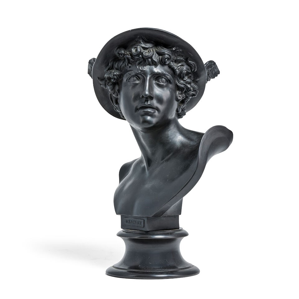 A Wedgwood black basalt library bust of Mercury Probably early 20th century, modelled after the ... - 2