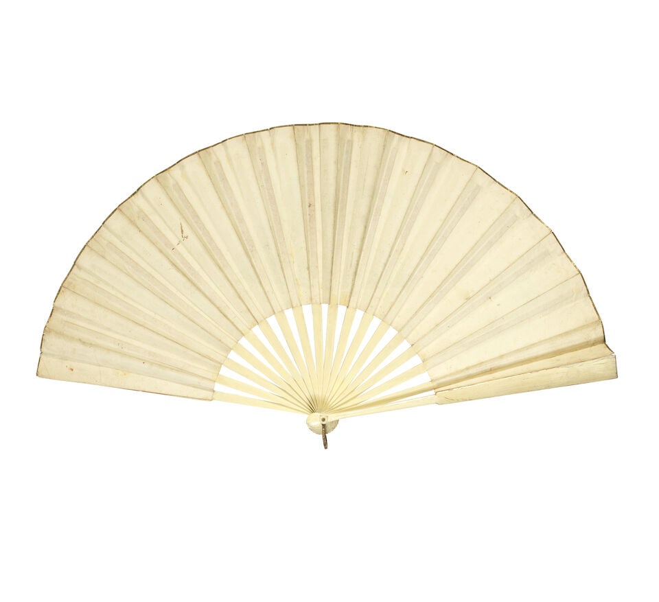 Three Continental commemorative printed and hand coloured folding fans The first probably Ital... - 4