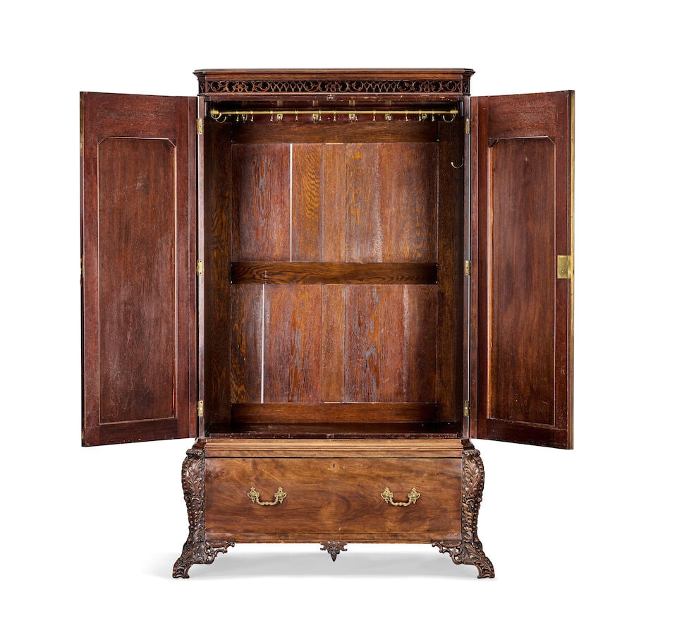 An Edwardian or early 20th century Chippendale revival mahogany wardrobe1905-1925, after a 'Dire... - 2