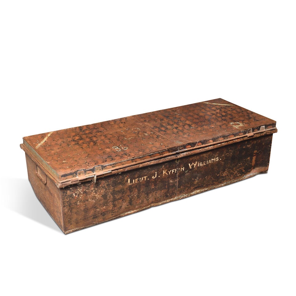A japanned tin Military uniform trunk used by the Welsh artist Sir John Kyffin Williams Late 19t... - 3