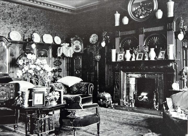 A Queen Anne or George I walnut, crossbanded and featherbanded bureau cabinet 1710-1725, some el... - 2