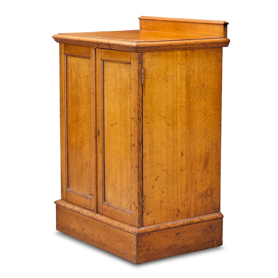 A late Victorian oak collectors cabinet containing a collection of wood specimens - 4
