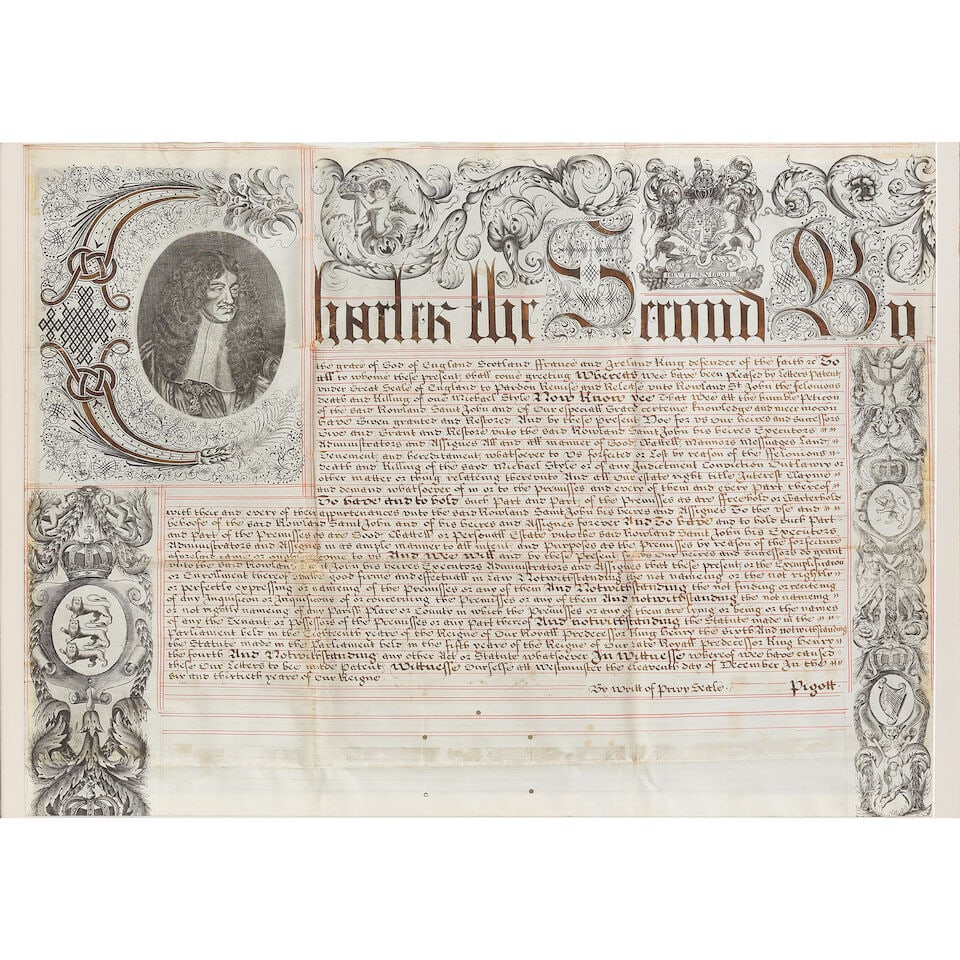 OF HISTORICAL ROYAL INTEREST: A late 17th century vellum Letters Patent with Royal Pardon from K... - 3
