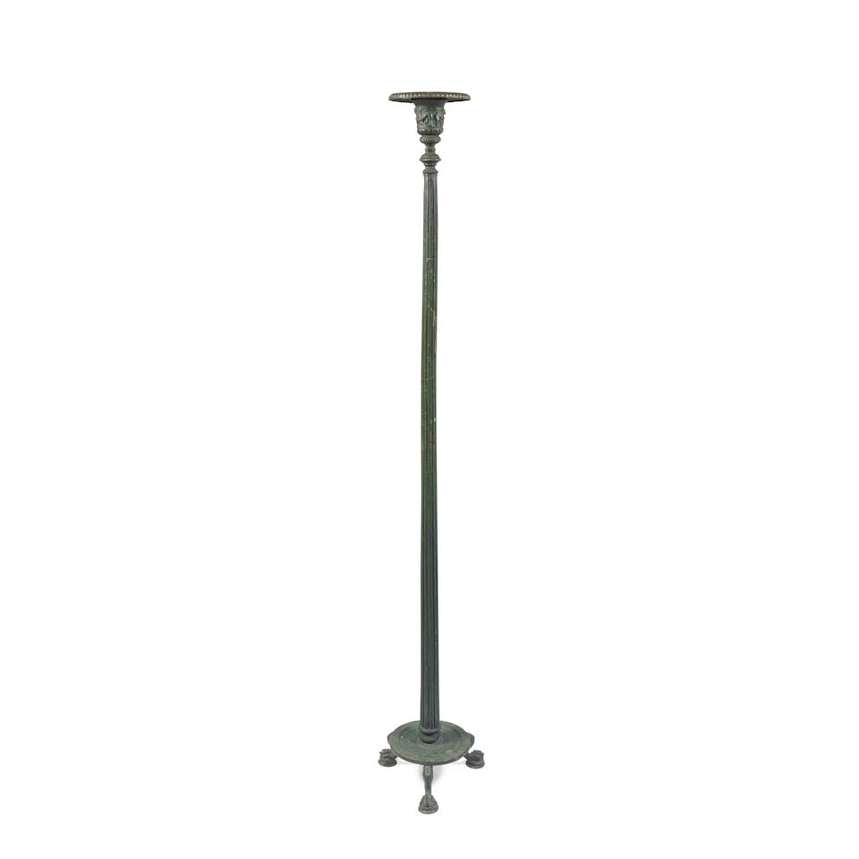 An early 20th century Italian verdigris patinated bronze torchiere or floor standing 'Candé... (1 of 3)