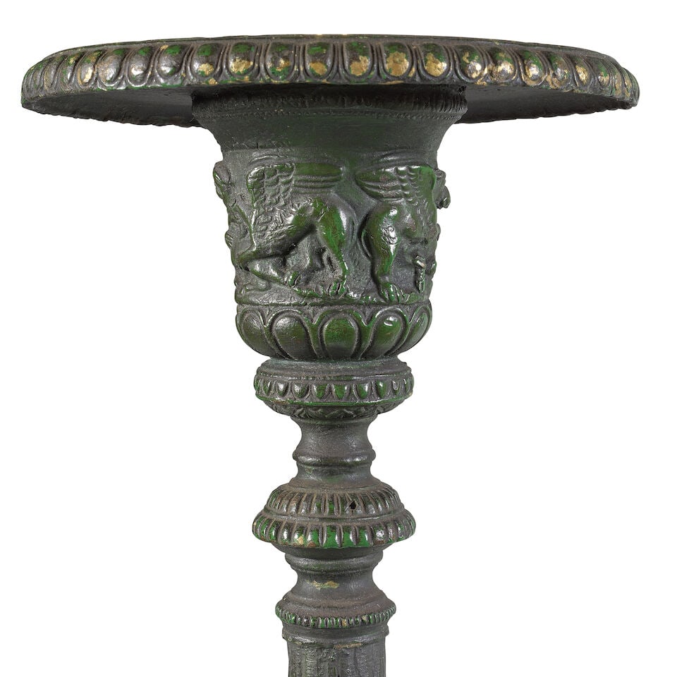 An early 20th century Italian verdigris patinated bronze torchiere or floor standing 'Candé... - 2