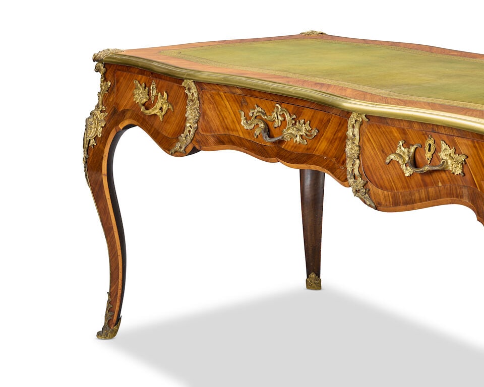 A mid Victorian ormolu mounted kingwood and rosewood bureau plat or writing tableIn the Louis XV... - 4