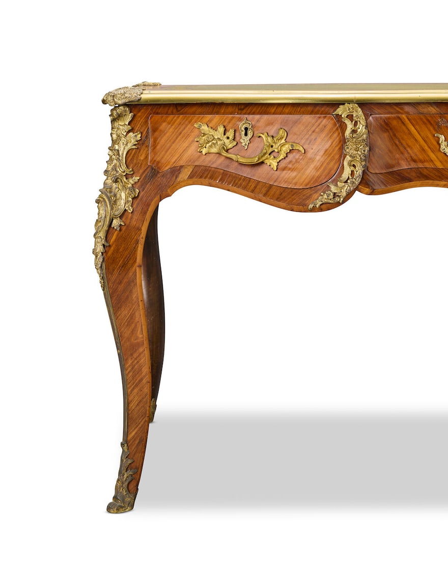 A mid Victorian ormolu mounted kingwood and rosewood bureau plat or writing tableIn the Louis XV... - 6