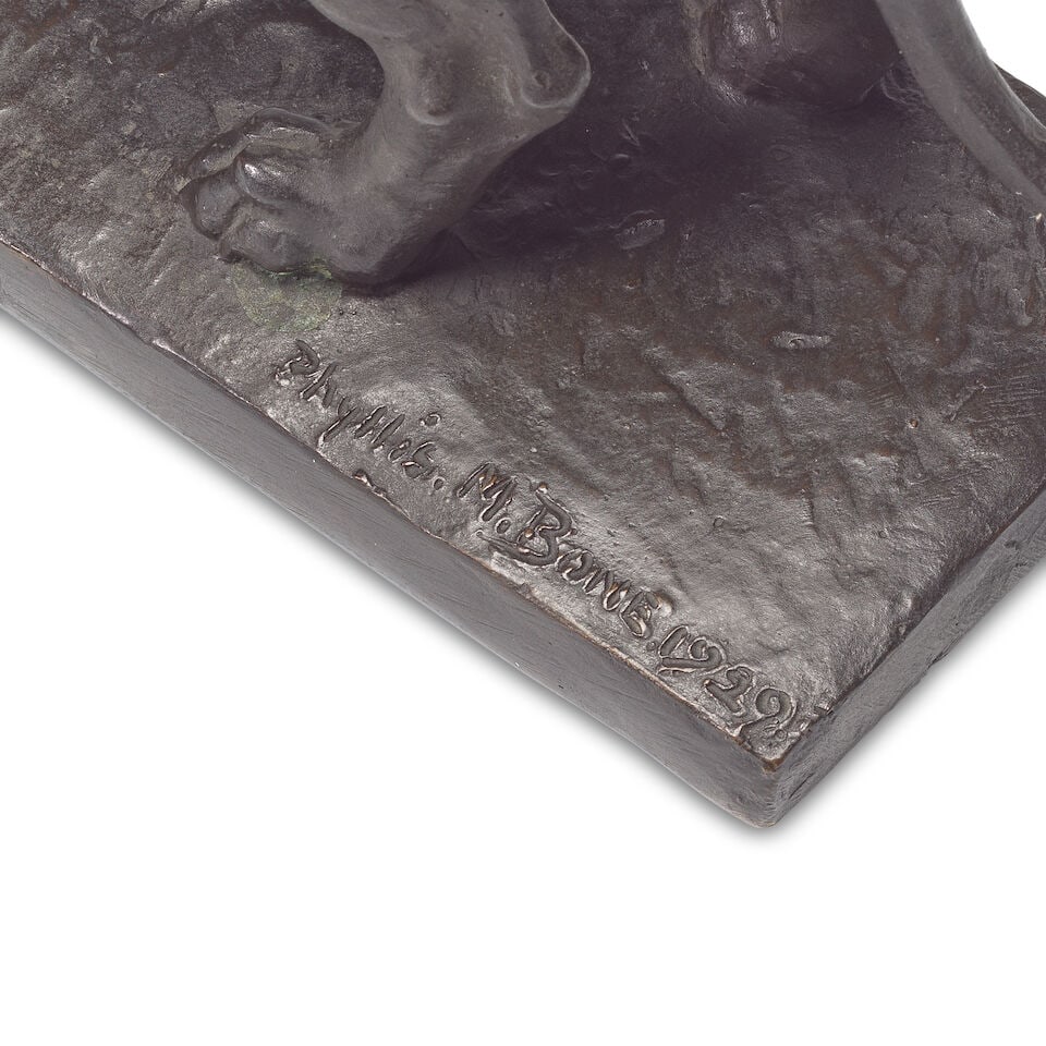 Phyllis Bone ARSA (British, 1894-1972): A patinated bronze model of a dachshund (2) - 3