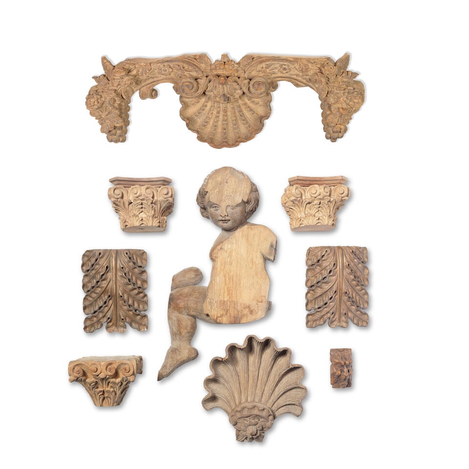 A collection of carved wooden architectural fragments Probably early 20th century (qty) (1 of 2)