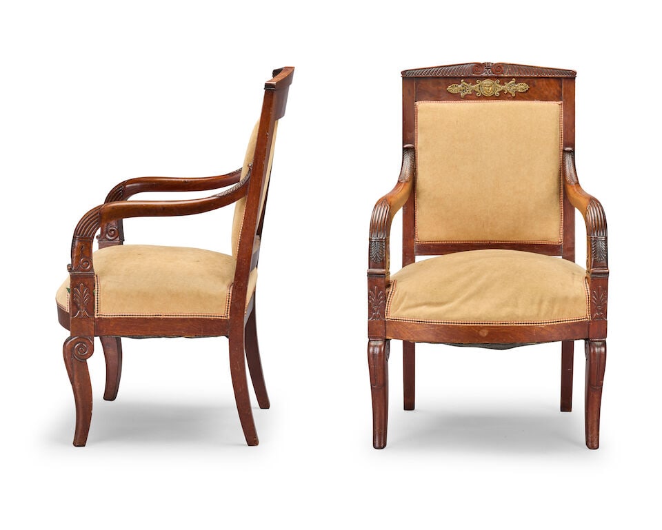 A pair of French 19th century mahogany fauteuils (2) - 2