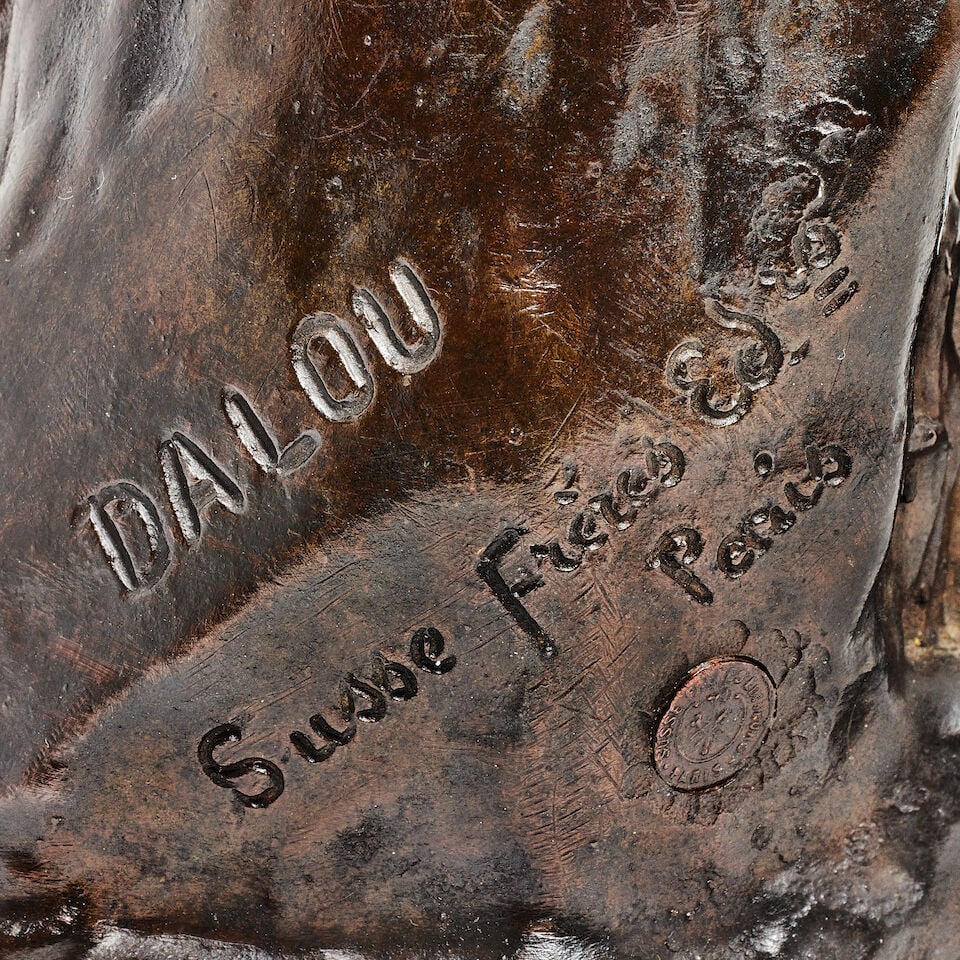 Aimé-Jules Dalou (French, 1838-1902): A patinated bronze figure of 'Le paysan relevant sa m... - 2