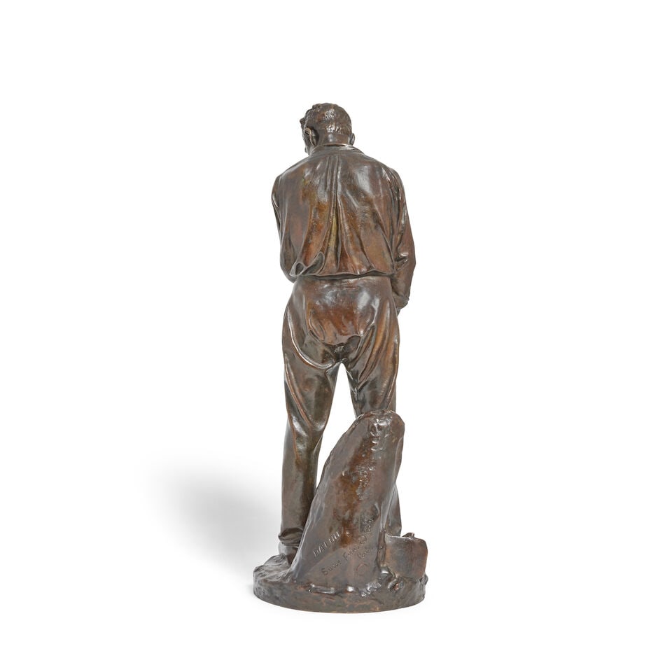 Aimé-Jules Dalou (French, 1838-1902): A patinated bronze figure of 'Le paysan relevant sa m... - 3