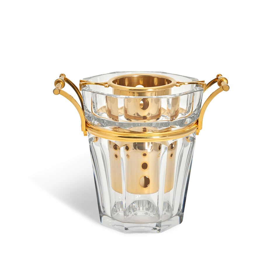 A Baccarat gilt metal mounted cut glass champagne or wine cooler (1 of 1)