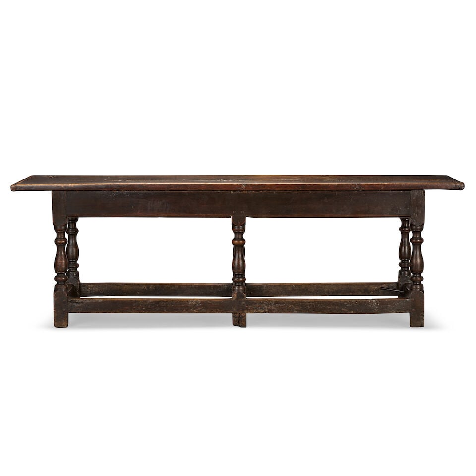 An oak six-leg refectory table Late 17th century and later, the top is loose - 3