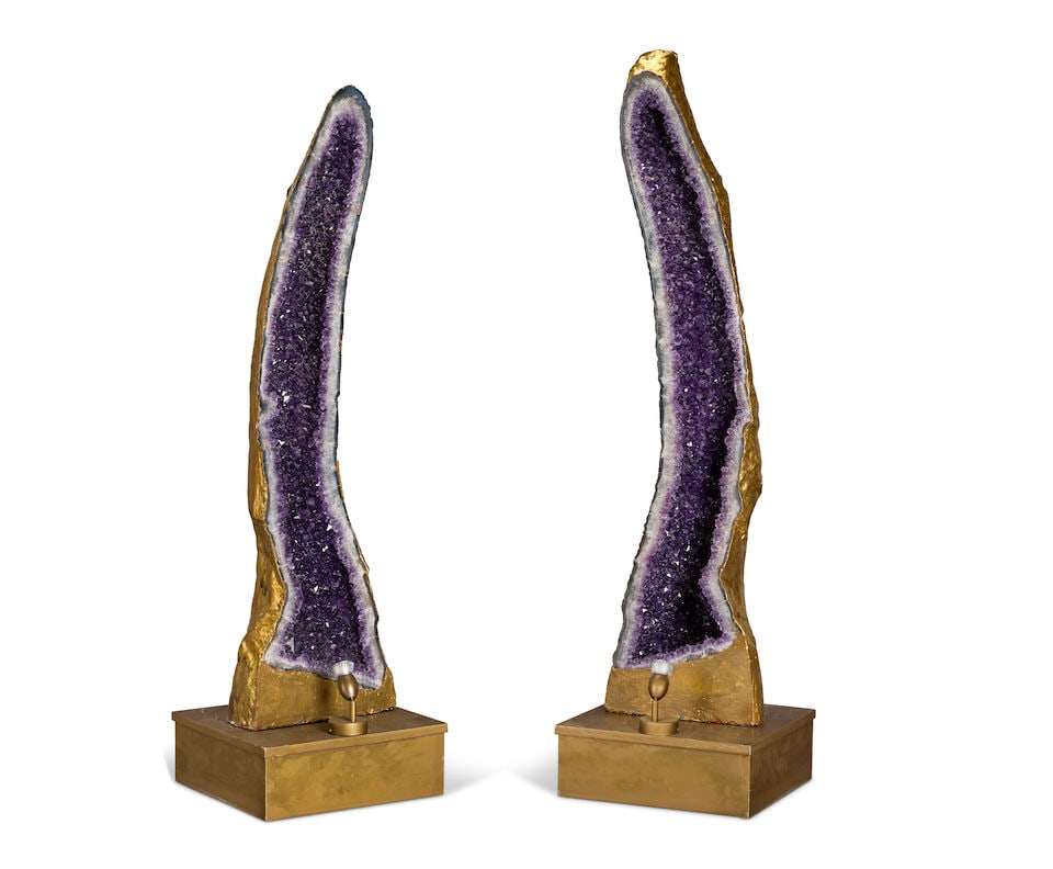 A pair of impressive split amethyst quartz 'cathedral' geodes (2) - 2