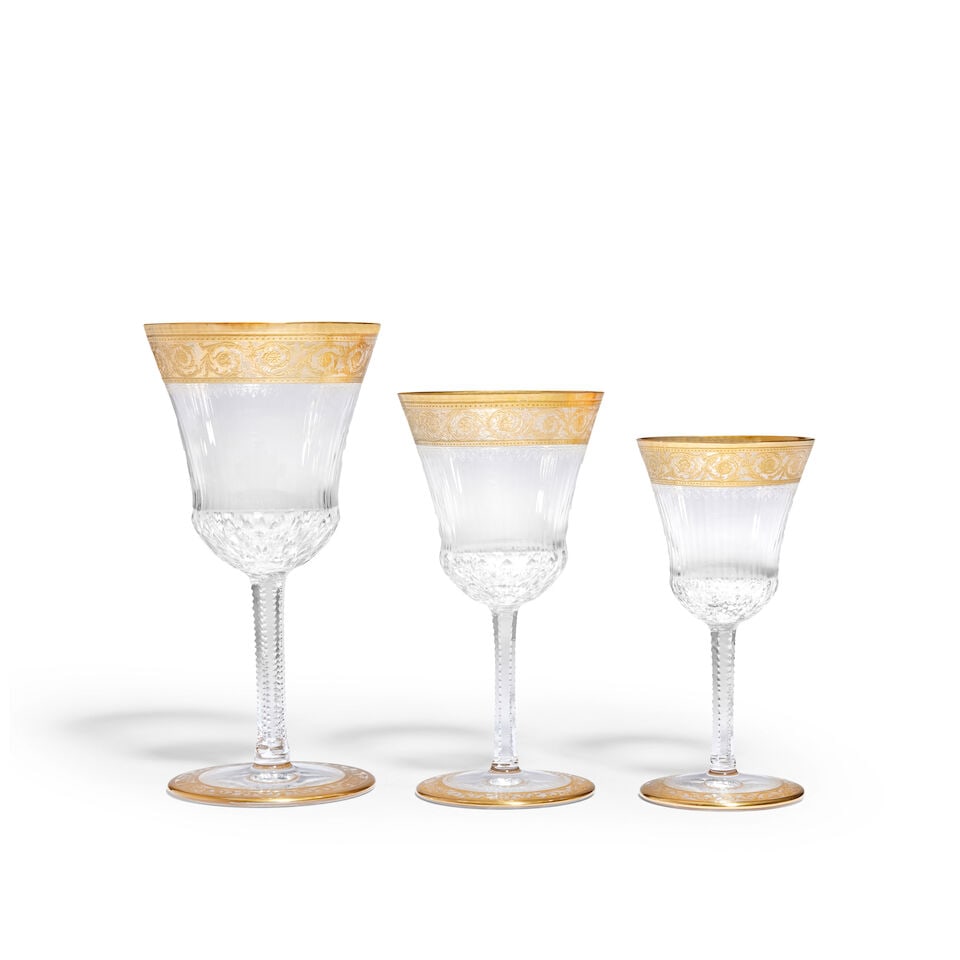An extensive suite of St Louis 'Thistle Gold' pattern cut and gilt decorated glassware 20th cent... - 2