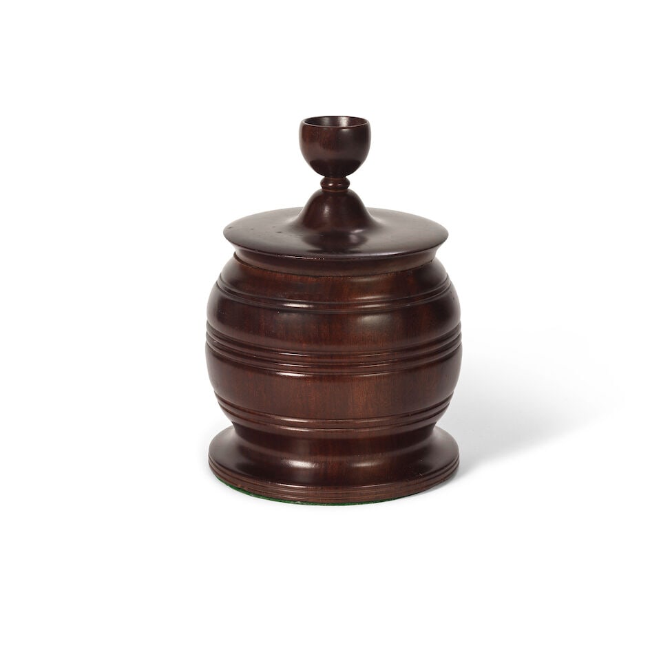 An 18th century turned lignum vitae tobacco box and cover (1 of 1)