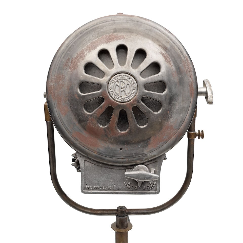 A 20th century Mole-Richardson plated and cast iron studio floor lamp Circa 1940-1950, Hollywood... - 2