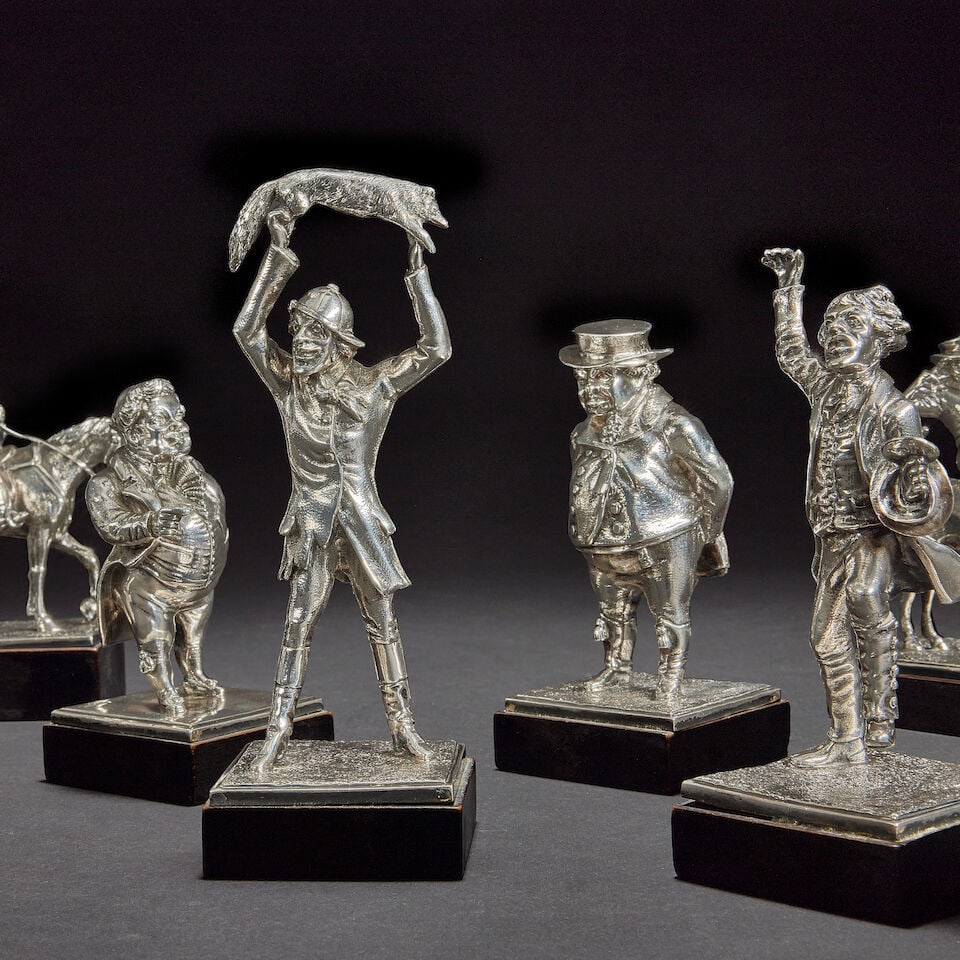 A rare Edwardian group of eight silver novelty characters from 'Handley Cross: or Mr Jorrock's H... - 2
