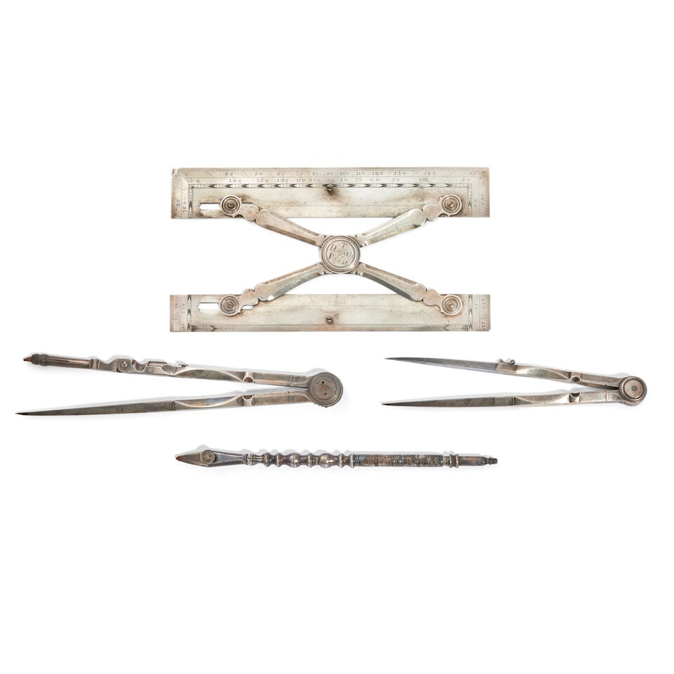A Thomas Heath set of silver drawing instruments, English, mid 18th century, - 2
