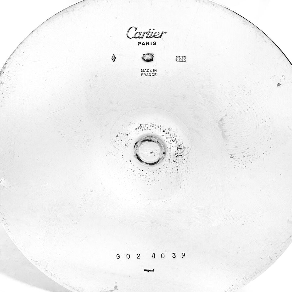 CARTIER: a pair of 'Trinity' silver champagne flutes stamped 925, incuse stamped ARGENT - 2