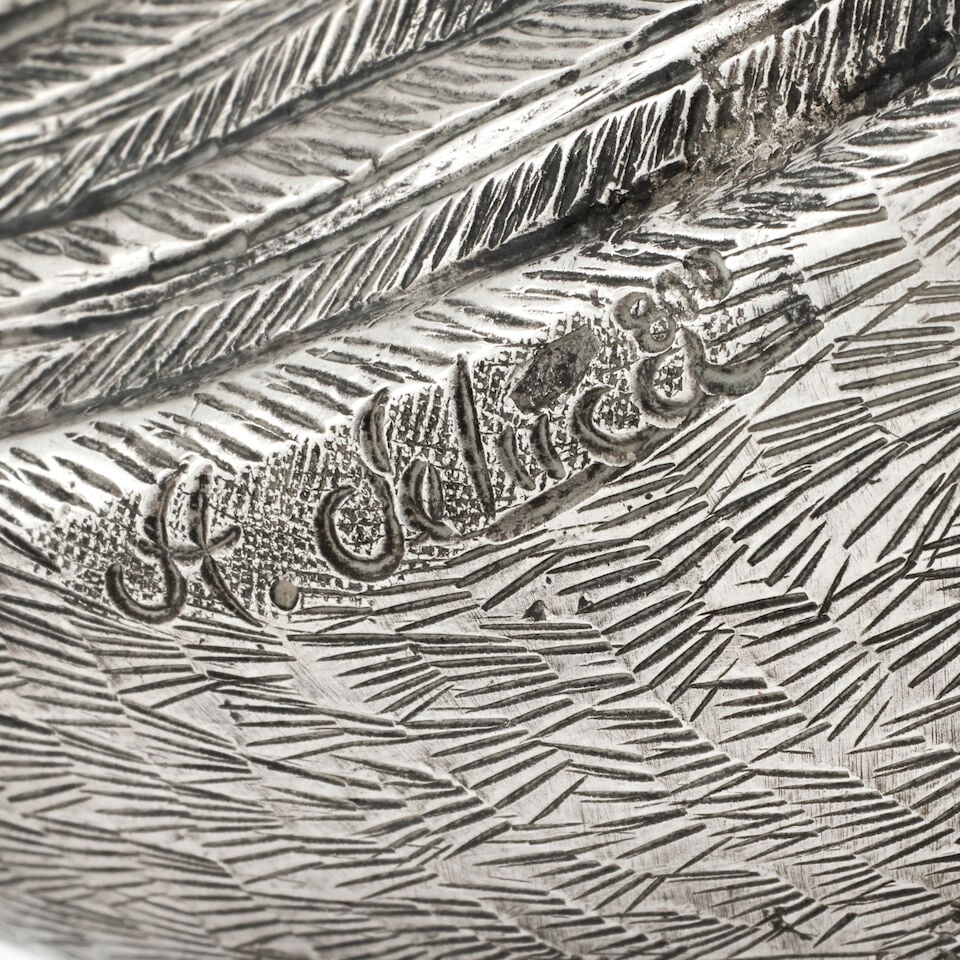 An Italian silver duck Attilio de Luca, signed in script A de luca, Naples, Italian marks possi... - 2