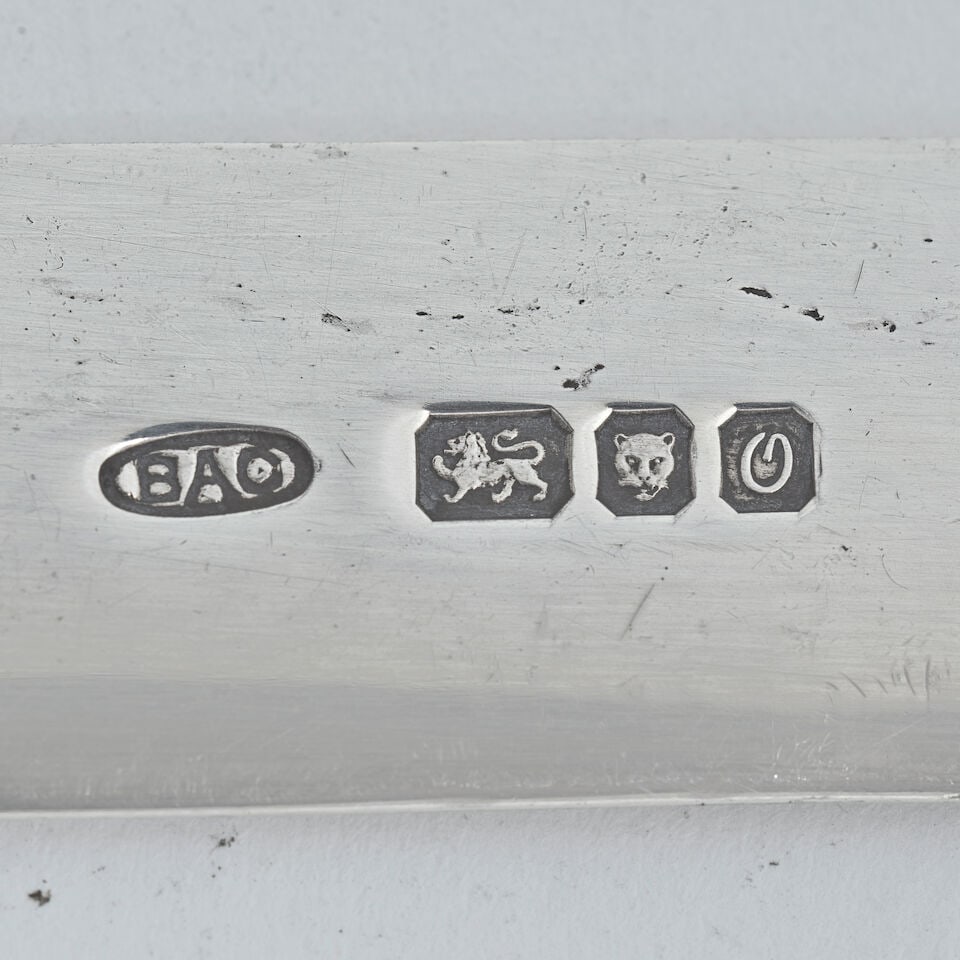A silver paperknife makers mark BAC, London 1988 - 2