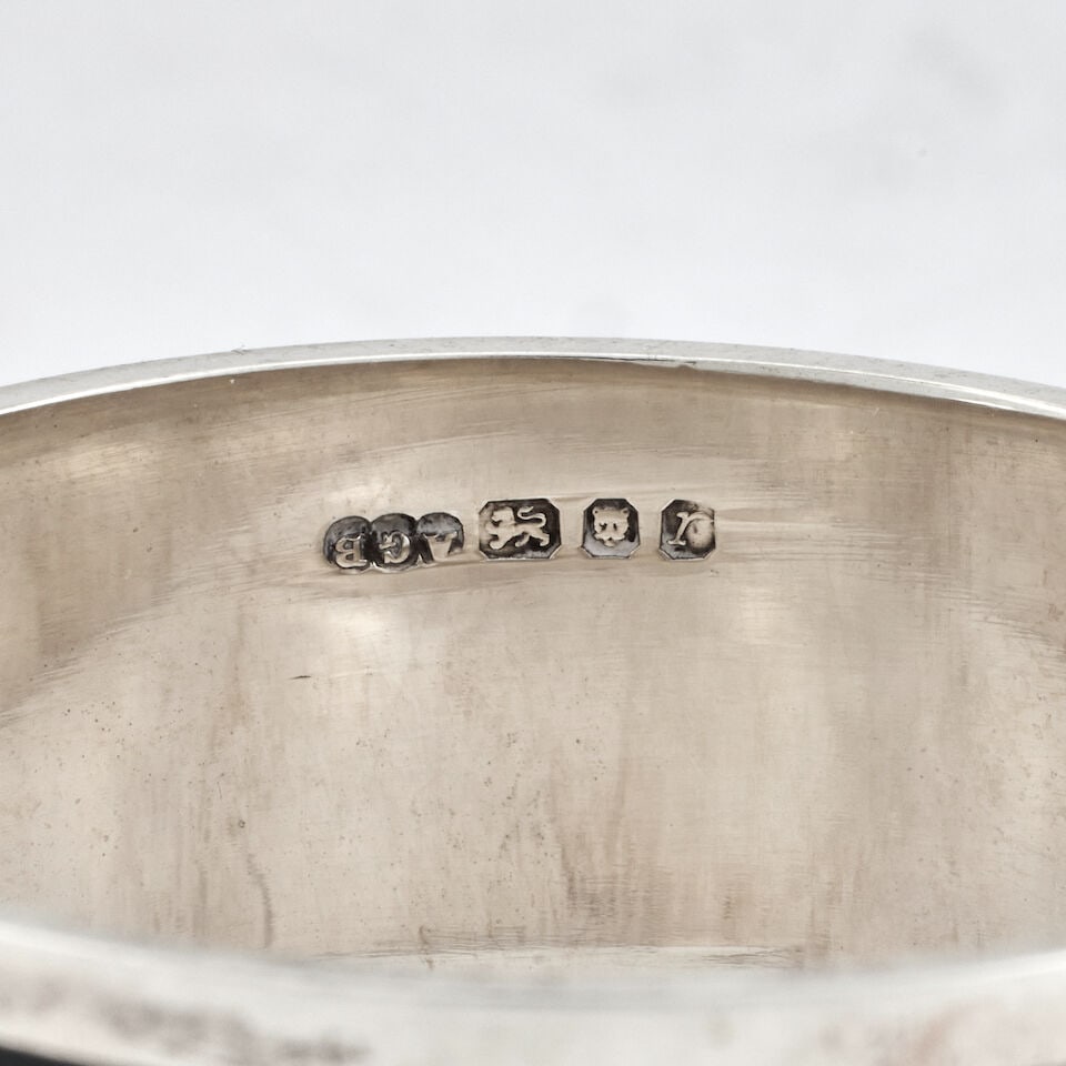 GERALD BENNEY: a pair of silver and enamel napkin rings London 1972 (2) - 2