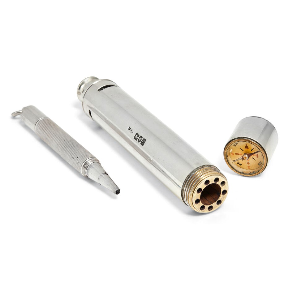 A silver combination whistle makers mark indistinct possibly John Henry Hill London 1915 - 2