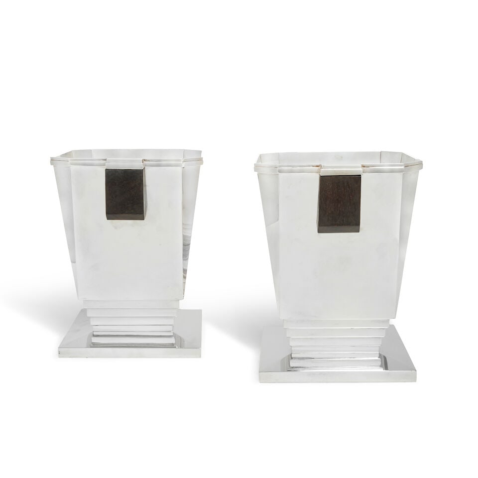 A pair of silver Art Deco style wine coolers maker's mark R & SN, London 2014 (2) - 3