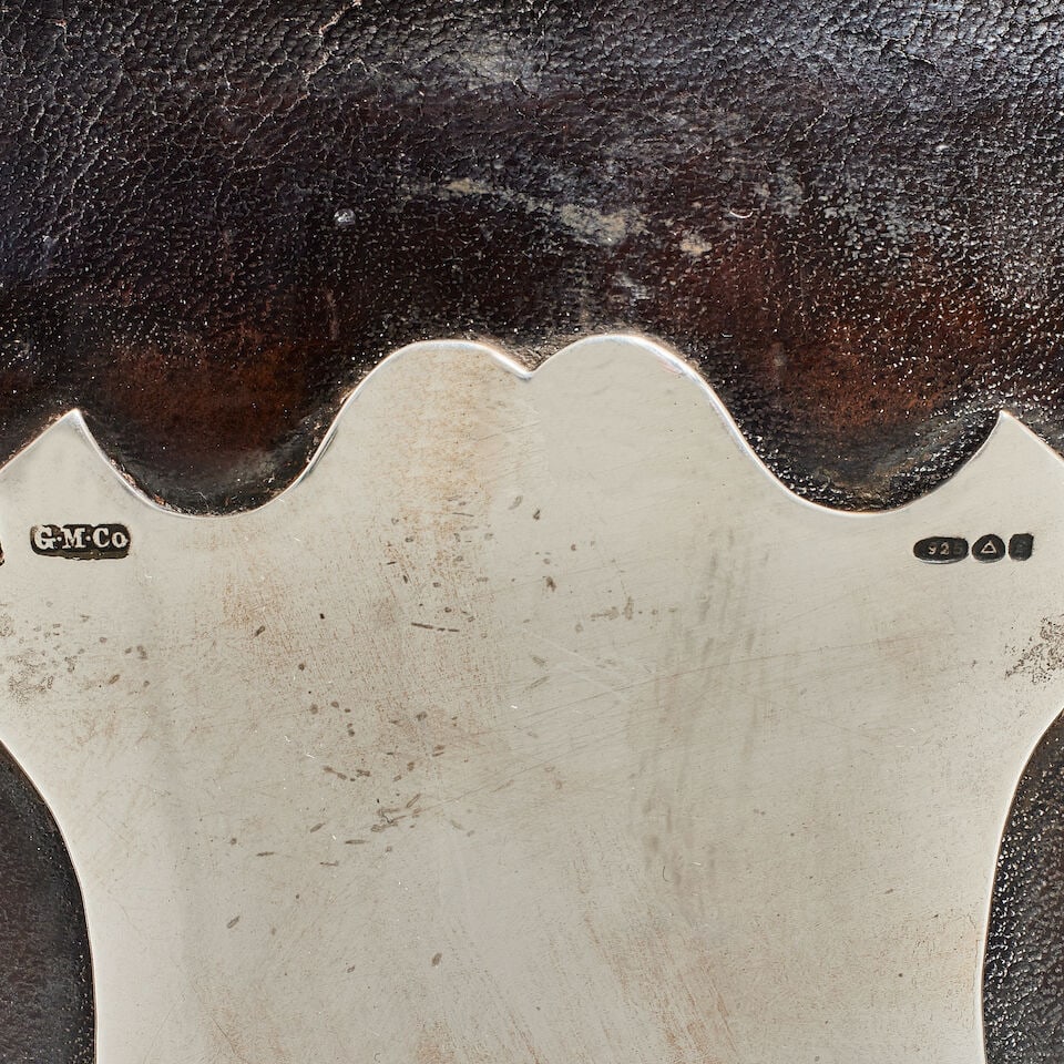 An American silver-mounted leather 'blackjack' tyg / wine cooler rim stamped STERLING SILVER, al... - 2