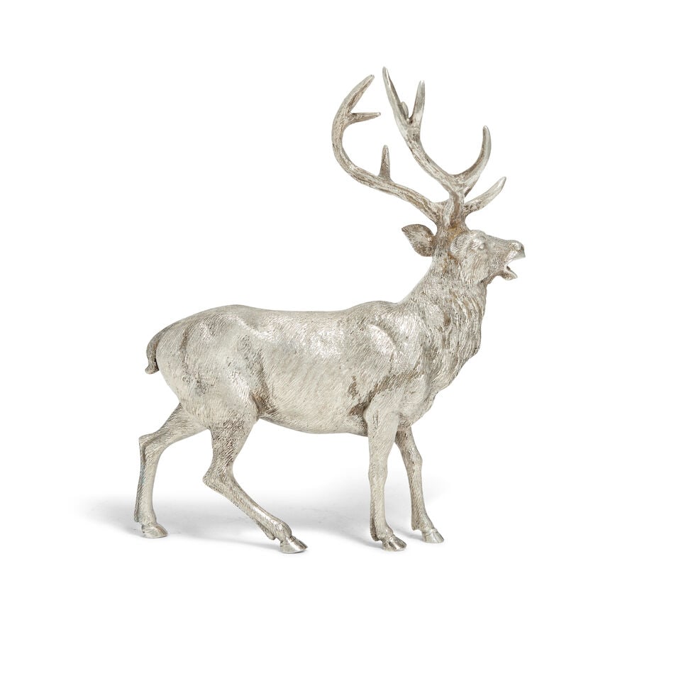 An Italian silver 'ten-point' Stag Milan, 1944 - 1968 period mark, Miracoli Romeo & C, incuse st... - 2