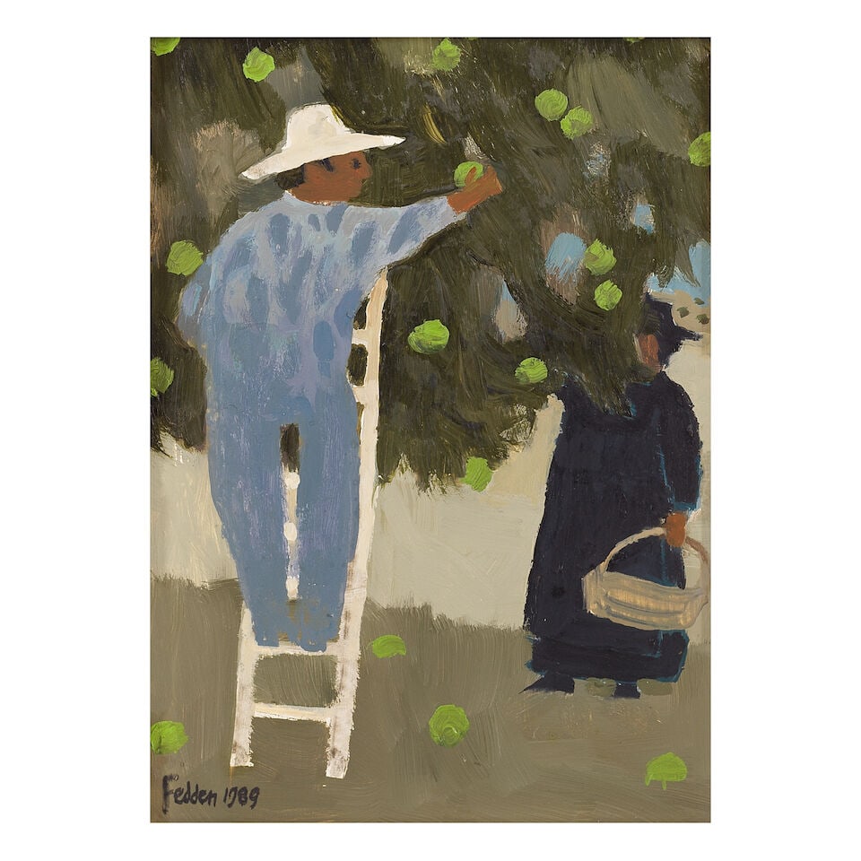 Mary Fedden R.A. (British, 1915-2012) Orchard: Mary Fedden R.A. (British, 1915-2012) Orchard signed and dated 'Fedden 1989' (lower left); further signed and titled 'Mary Fedden/Orchard' (on Artist's label attached to frame verso) oil on