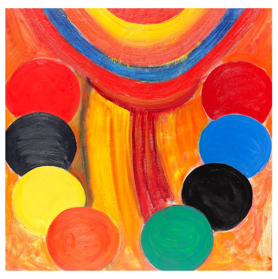 Sir Terry Frost R.A. (British, 1915-2003) Sun Necklace: Sir Terry Frost R.A. (British, 1915-2003) Sun Necklace signed, titled and dated 'Sun Necklace 93. FROST T.' (to stretcher), further signed 'FROST' (to stretcher bar) oil and acrylic on canvas 92 x