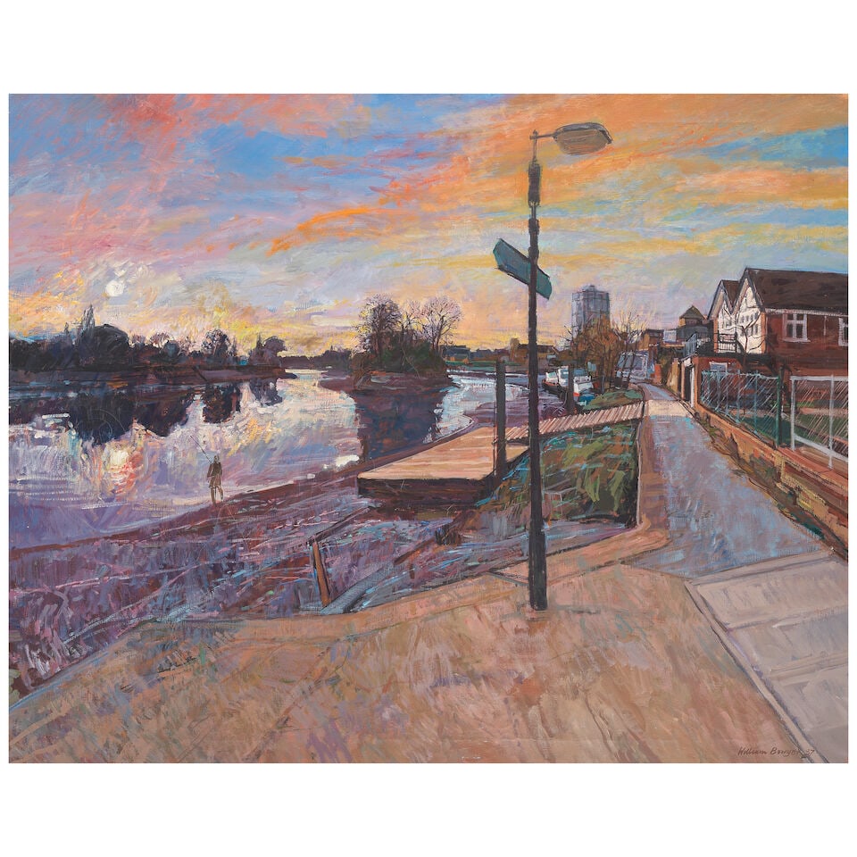 William Bowyer R.A., R.W.S., R.P., N.E.A.C. (British, 1926-2015) The Hopeful Salmon Fisherman: William Bowyer R.A., R.W.S., R.P., N.E.A.C. (British, 1926-2015) The Hopeful Salmon Fisherman signed and dated 'William Bowyer 87' (lower right) oil on canvas 100 x 125cm (39 3/8 x 49