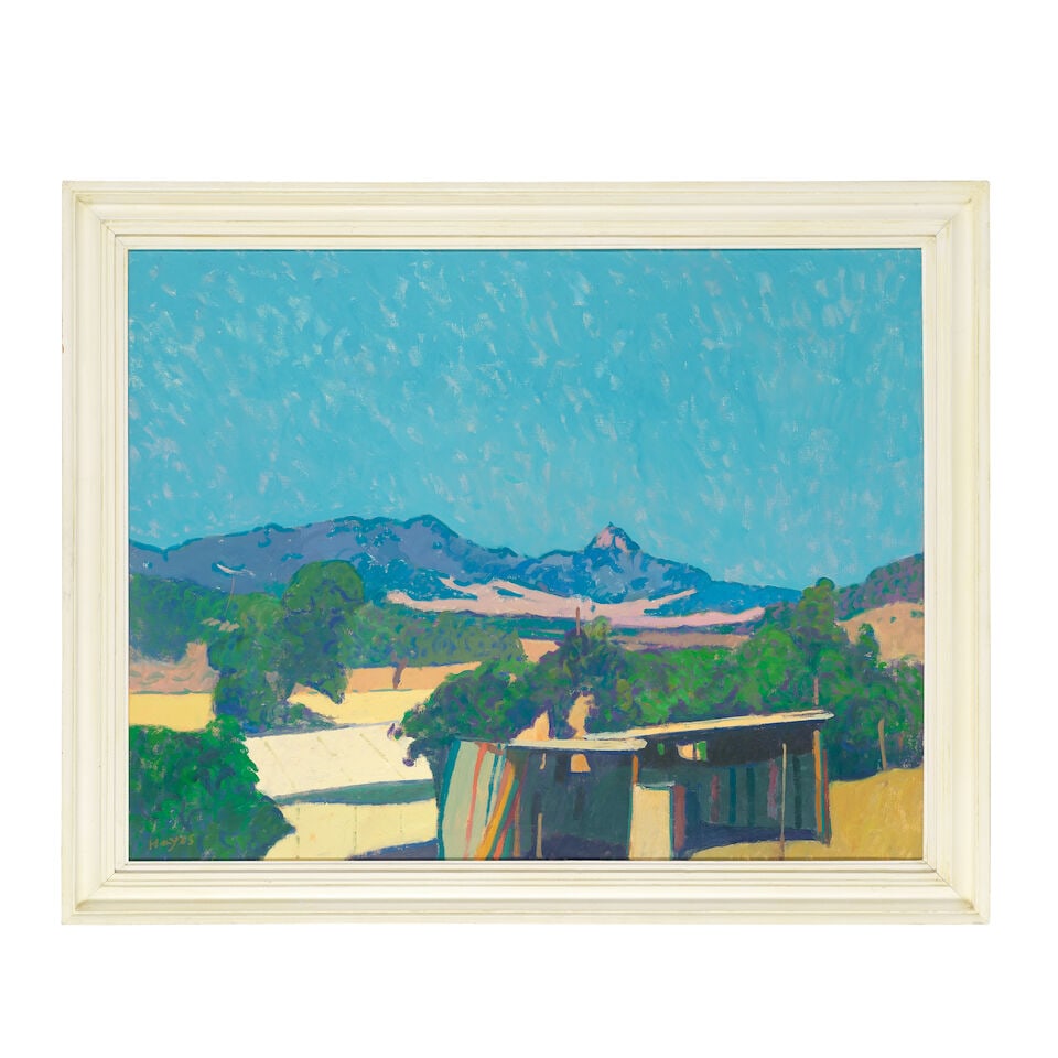 Colin Hayes R.A., R.B.A. (British, 1919-2003) Landscape near Kimi, Evvia, Greece (Painted circa ...: Colin Hayes R.A., R.B.A. (British, 1919-2003) Landscape near Kimi, Evvia, Greece signed 'Hayes' (lower left) oil on canvas 69 x 90cm (27 3/16 x 35 7/16in). Painted circa 1984 Footnotes: Provenance