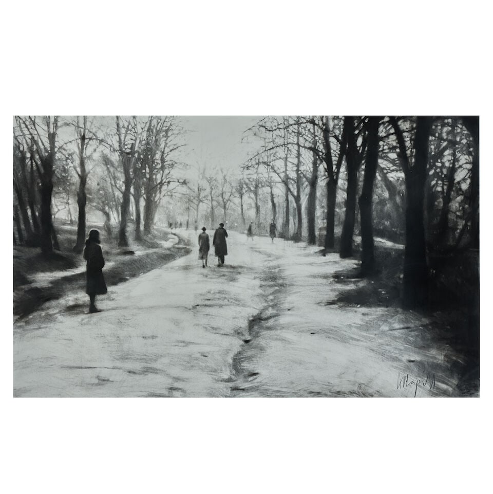 Anne Magill (British, born 1962) Our Meeting Place: Anne Magill (British, born 1962) Our Meeting Place signed 'A Magill.' (lower right) charcoal on paper 119 x 198cm (46 7/8 x 77 15/16in). Footnotes: Provenance The Artist, where acquired by the present