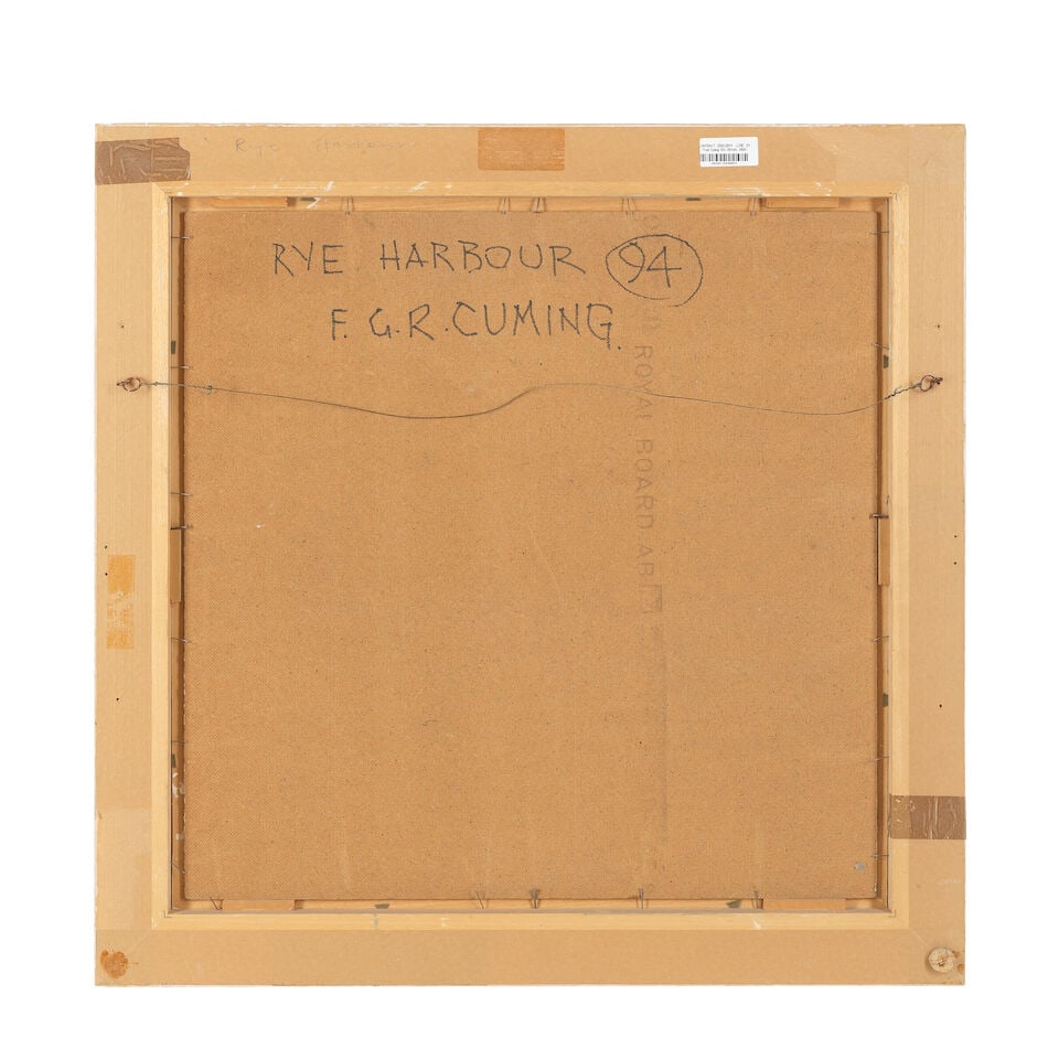 Frederick Cuming R.A., N.E.A.C. (British, 1930-2022) Rye Harbour: Frederick Cuming R.A., N.E.A.C. (British, 1930-2022) Rye Harbour signed 'Cuming' (lower left) oil on board 61 x 61cm (24 x 24in). Footnotes: Provenance With Manor House Gallery, Cheltenham, where