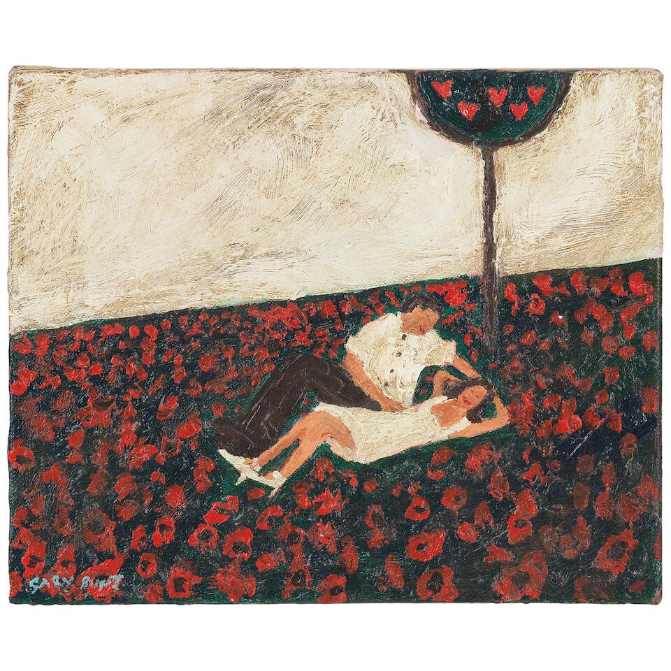 Gary Bunt (British, 1957-2025) Lovers in a Poppy Field ((unframed)): Gary Bunt (British, 1957-2025) Lovers in a Poppy Field signed 'Gary Bunt' (lower left); further signed, titled and dated 'LOVERS IN A/POPPY FIELD/2006 GARY BUNT' (on canvas verso) oil on canvas 25 x