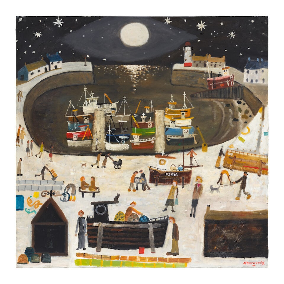 Alan Furneaux (British, born 1953) Moonlit Harbour (unframed) (1 of 2)