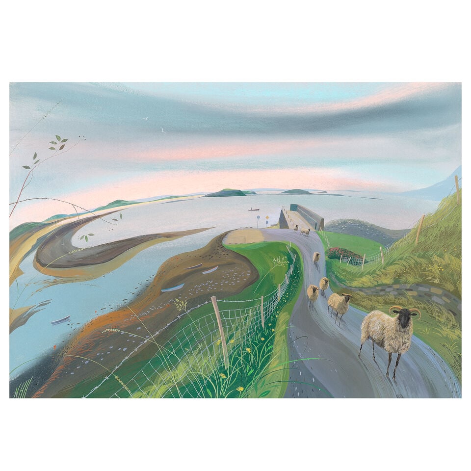 Nicholas Hely Hutchinson (British, born 1955) Dawn by Mulranny Pier: Nicholas Hely Hutchinson (British, born 1955) Dawn by Mulranny Pier signed with initials 'NHH' (lower left) gouache and chalk on board 45.5 x 65cm (17 15/16 x 25 9/16in). Footnotes: Provenance With