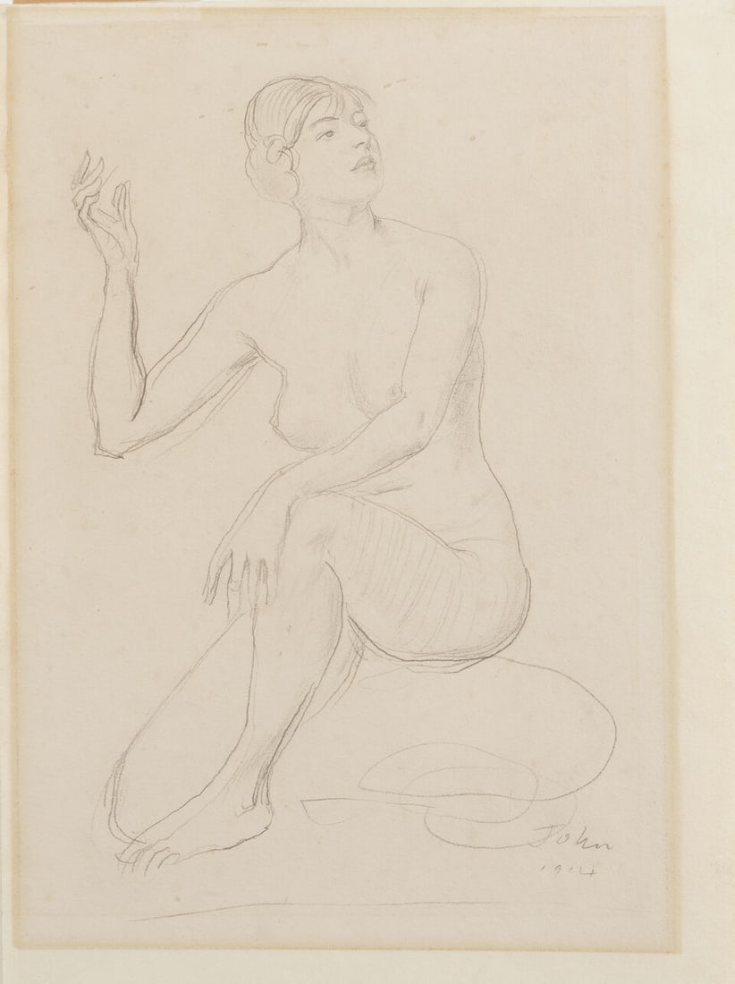 Augustus Edwin John O.M., R.A. (British, 1878-1961) Seated Nude (unframed) - 2