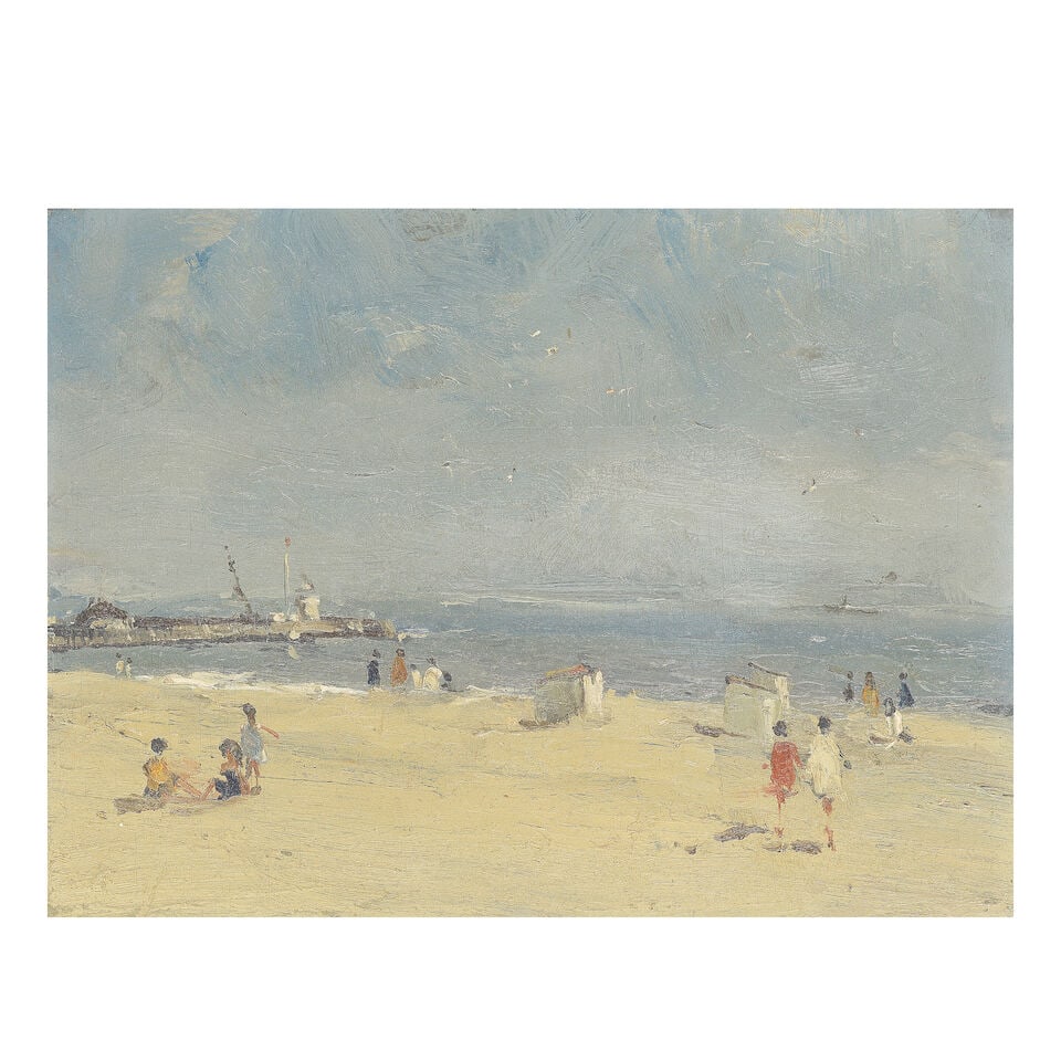 Campbell Archibald Mellon (British, 1876-1955) Gorleston, February 12 noon: Campbell Archibald Mellon (British, 1876-1955) Gorleston, February 12 noon titled 'feb 12 noon' (on panel verso) oil on panel 21.5 x 29.5cm (8 7/16 x 11 5/8in). Footnotes: Provenance Acquired by the