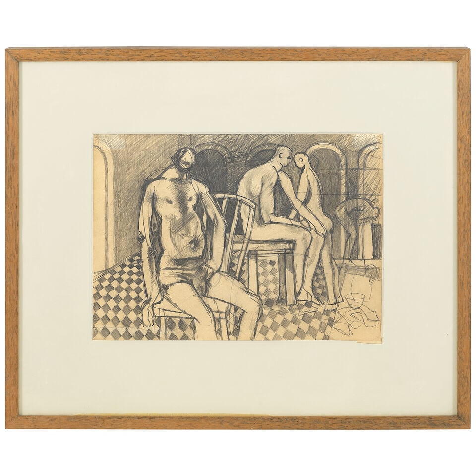 Keith Vaughan (British, 1912-1977) Seated Figures in an Interior (Executed circa 1949-50) - 2