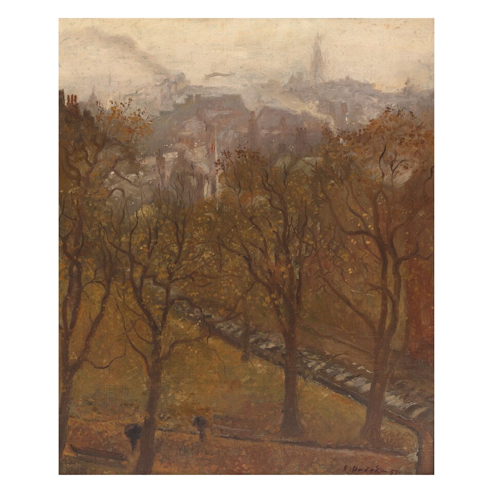 Eliot Hodgkin (British, 1905-1987) Parliament Hill: Eliot Hodgkin (British, 1905-1987) Parliament Hill signed and dated 'E.Hodgkin 37.' (lower right) oil on panel 59.5 x 49.5cm (23 7/16 x 19 1/2in). Footnotes: Provenance Brian Sewell (1931-2015) Privat