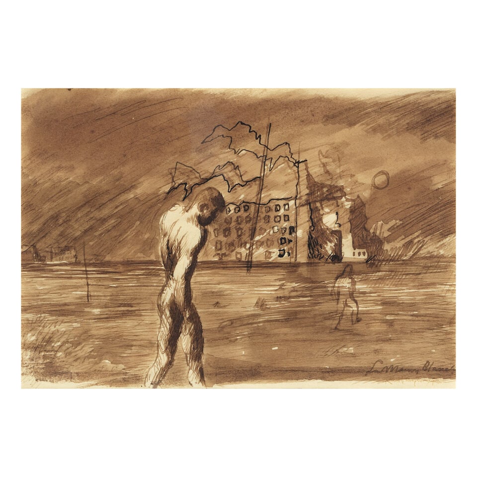 Keith Vaughan (British, 1912-1977) La Maison Blanche: Keith Vaughan (British, 1912-1977) La Maison Blanche signed, titled and dated 'La Maison Blanche/Keith Vaughan 42' (lower right); further titled 'Maison Blanche 1942' (on Artist's label attached to ba