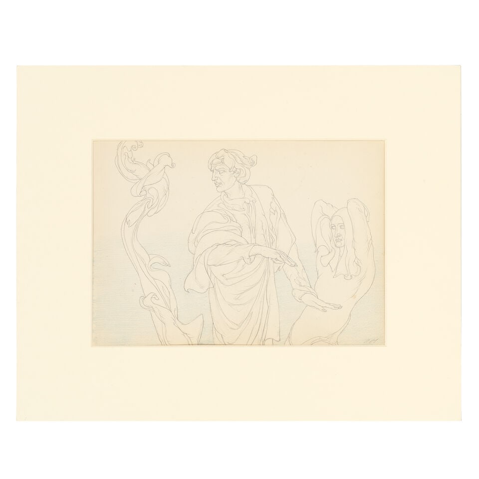 Austin Osman Spare (British, 1886-1956) Man with Cloaked Companion from Satyros Dux (unframed) (... - 2